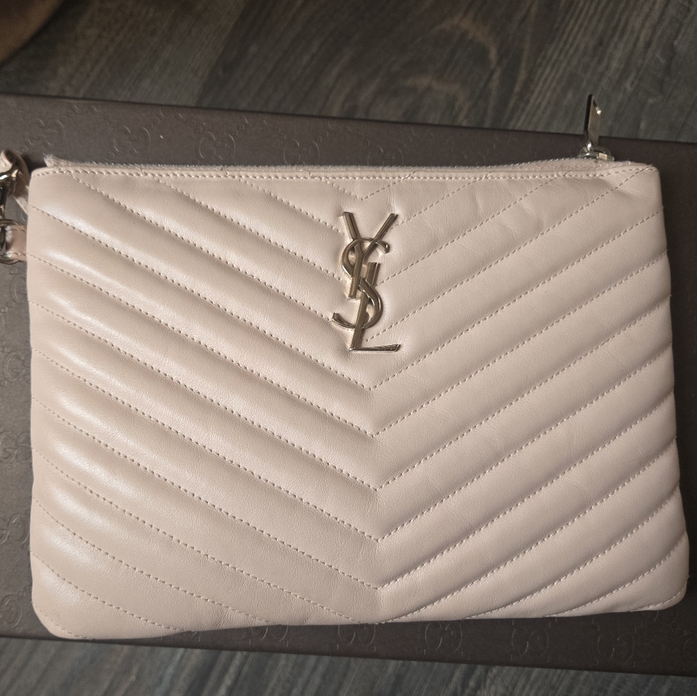 SOLD! Yves Saint Laurent Pink Quilted Clutch